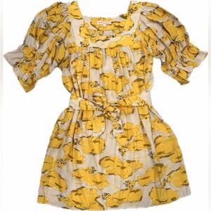 Betsey Johnson Y2K Yellow Cherub Cloud Print Mini Dress – Size 4